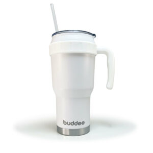 1200ml Buddee Tumbler W/ Sliding Lid & Straw - White