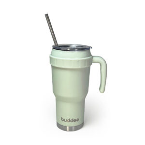 1200ml Buddee Tumbler W/ Sliding Lid & Straw - Pale Leaf