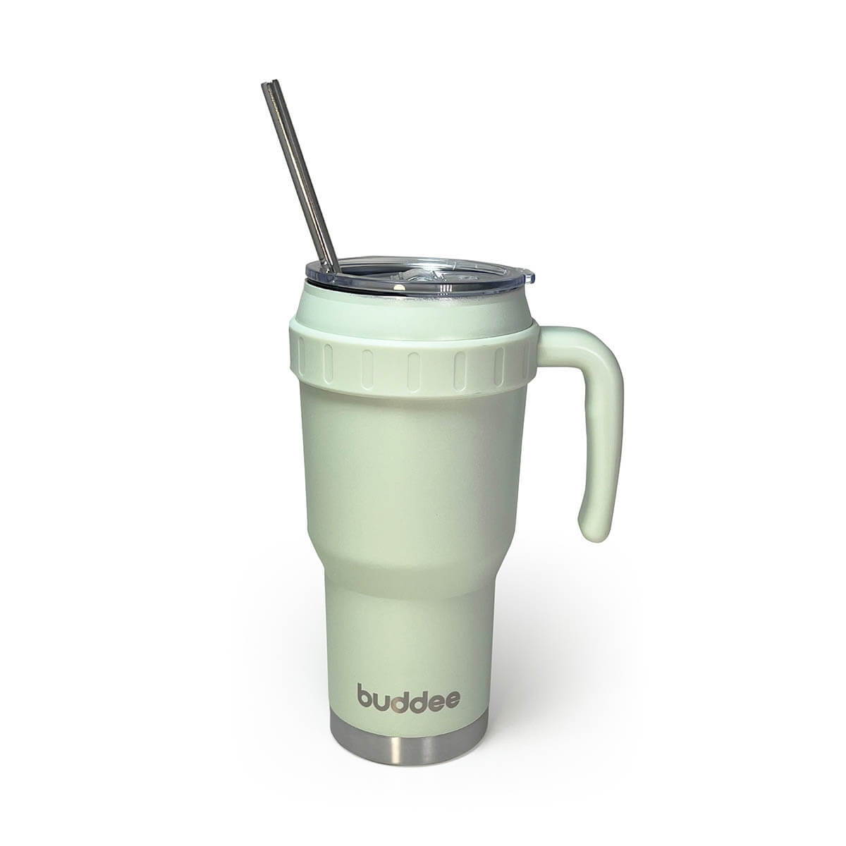 1200ml Buddee Tumbler W/ Sliding Lid & Straw - Pale Leaf