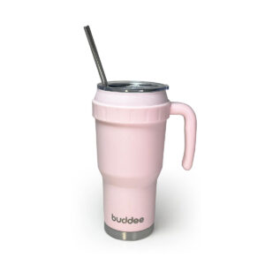 1200ml Buddee Tumbler W/ Sliding Lid & Straw - Misty Rose
