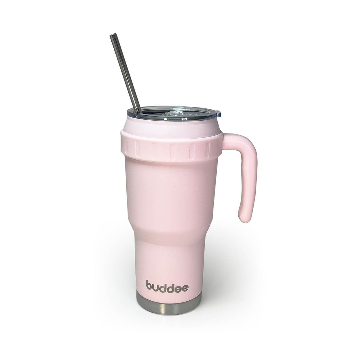 1200ml Buddee Tumbler W/ Sliding Lid & Straw - Misty Rose