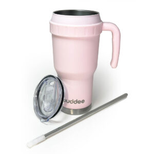 Alternative view of 1200ml Buddee Tumbler W/ Sliding Lid & Straw - Misty Rose