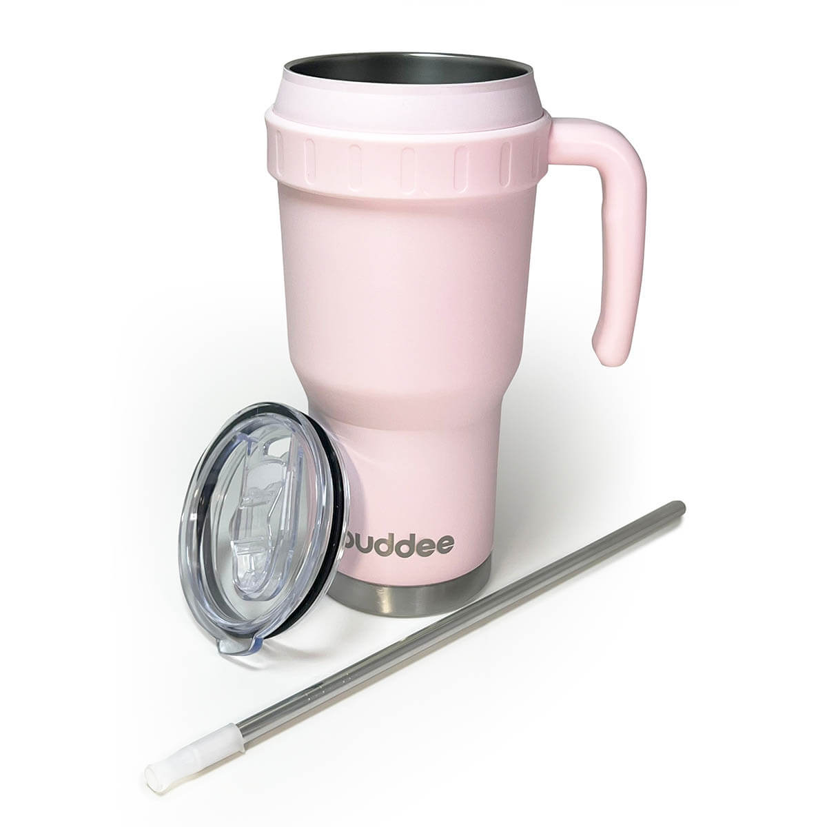 1200ml Buddee Tumbler W/ Sliding Lid & Straw - Misty Rose - Image 2